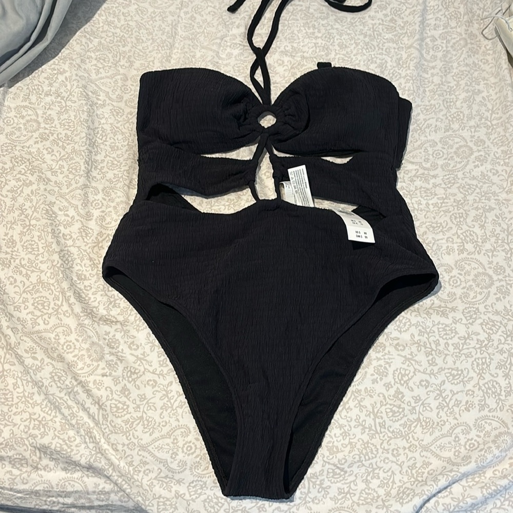 NWT Abercrombie Halter O-Ring One-Piece Swimsuit